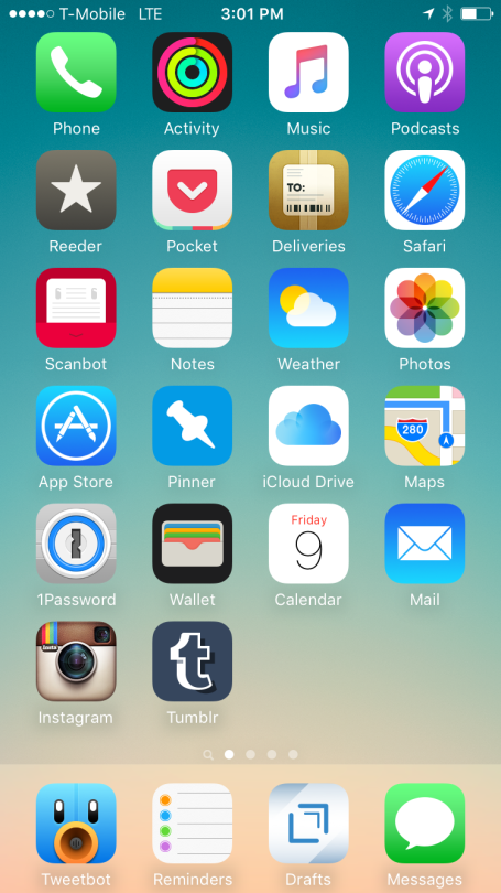 iPhone homescreen