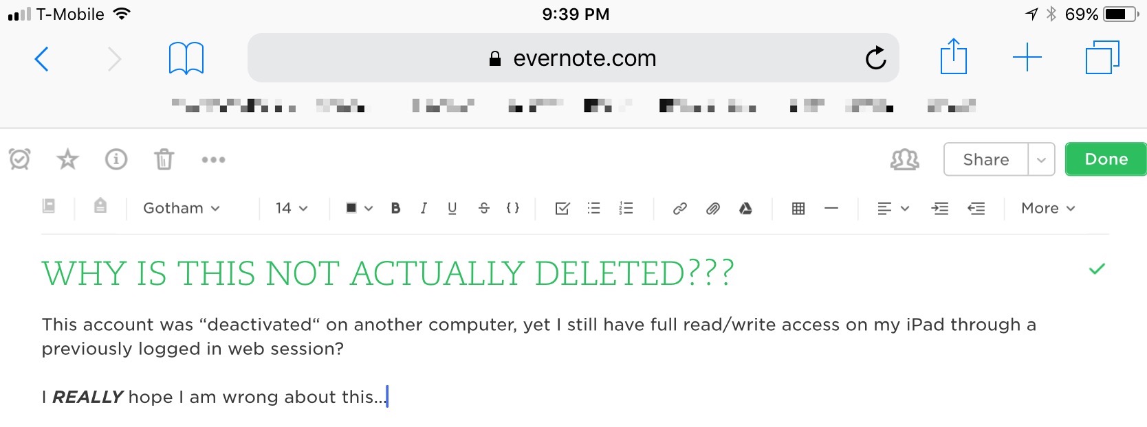 Delete Evernote Screenshot
